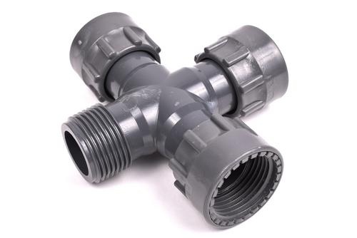 Holendrový kríž 1 1/2“ vnútorné závity 3x/vonkajší závit (PVC)